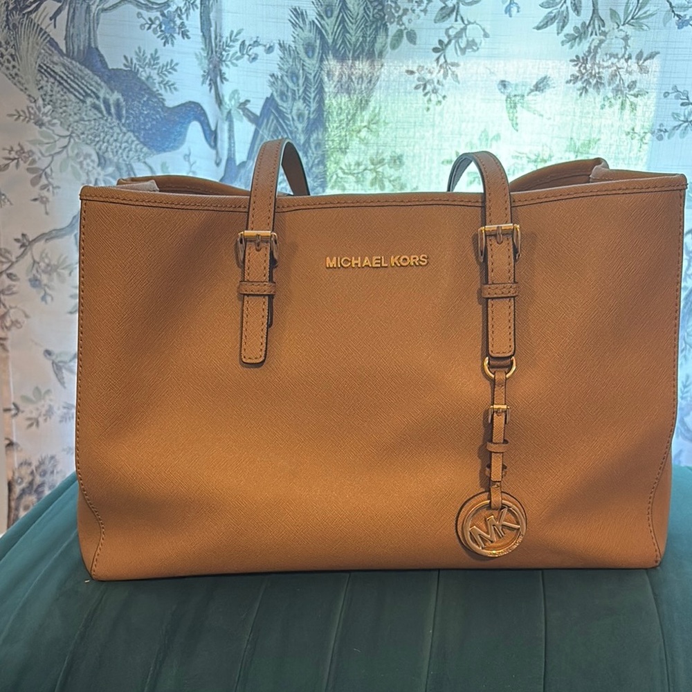 Michael Kors Tan Leather Tote with Gold Hardware